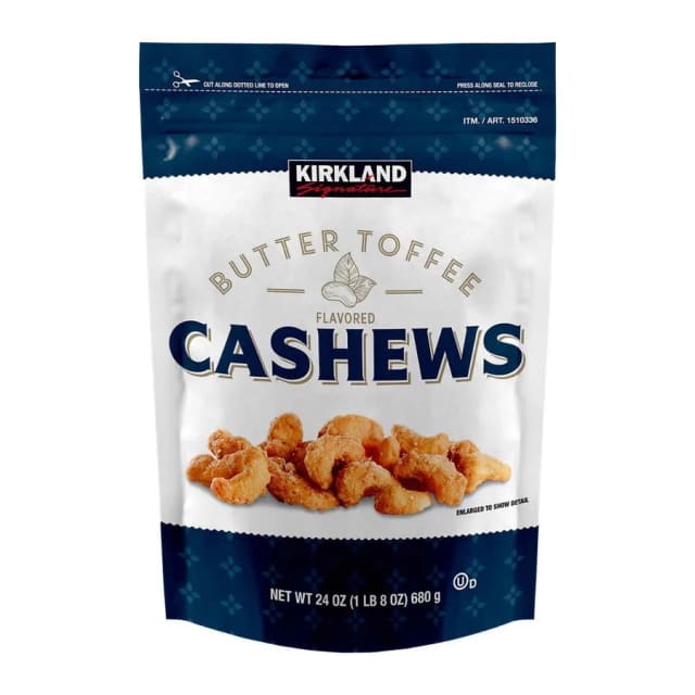 Kirkland Signature Butter Toffee Cashews, front of pack