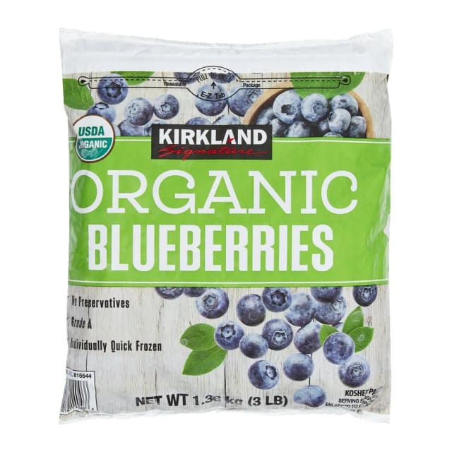 Kirkland Signature Organic Blueberries, front of pack