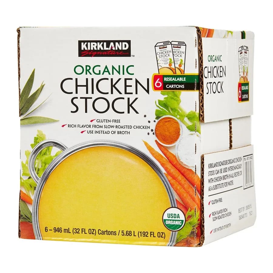 Kirkland Signature Organic chicken stock, front of pack