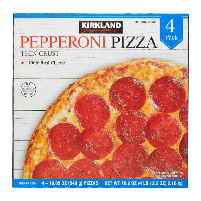 Kirkland Signature Pepperoni Pizza, front of pack
