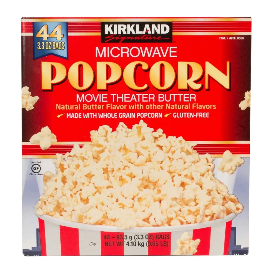 Kirkland Signature Microwave Popcorn, Movie Theater Butter, front of pack