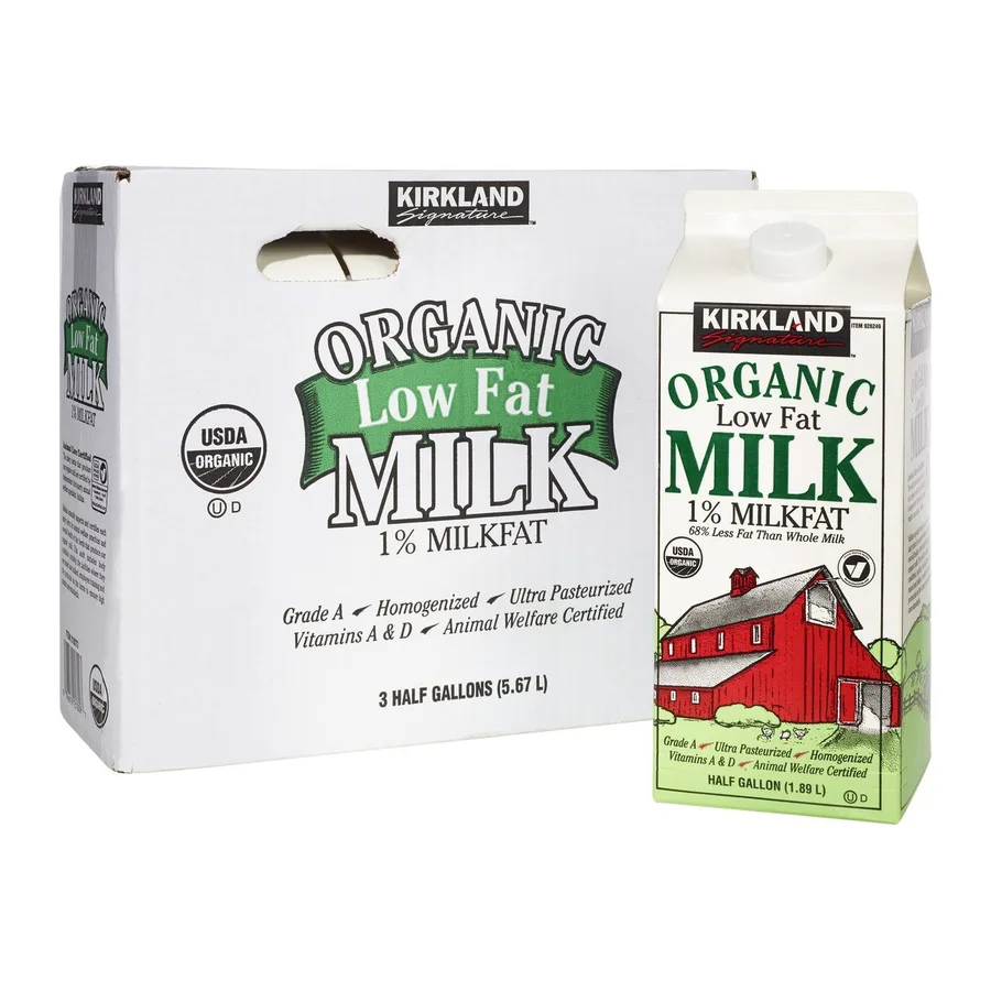 Kirkland Signature Organic Low Fat Milk, front of pack
