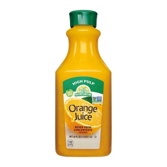 Nature's Nectar Orange Juice Never From Concentrate Pasteurized Non-gmo, front of pack