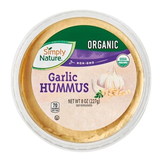 Simply Nature Garlic Hummus, front of pack