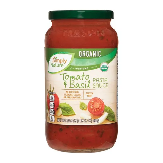 Simply Nature Tomato & Basil Pasta Sauce, front of pack