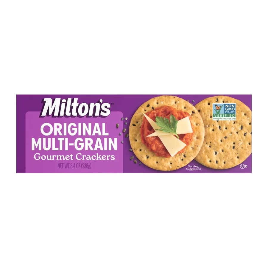 Milton's Craft Bakers Original Multi-Grain Baked Crackers, front of pack