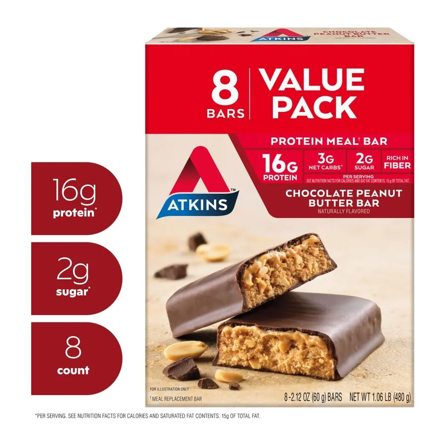 Atkins Protein Meal Bar, Chocolate peanut butter, front of pack