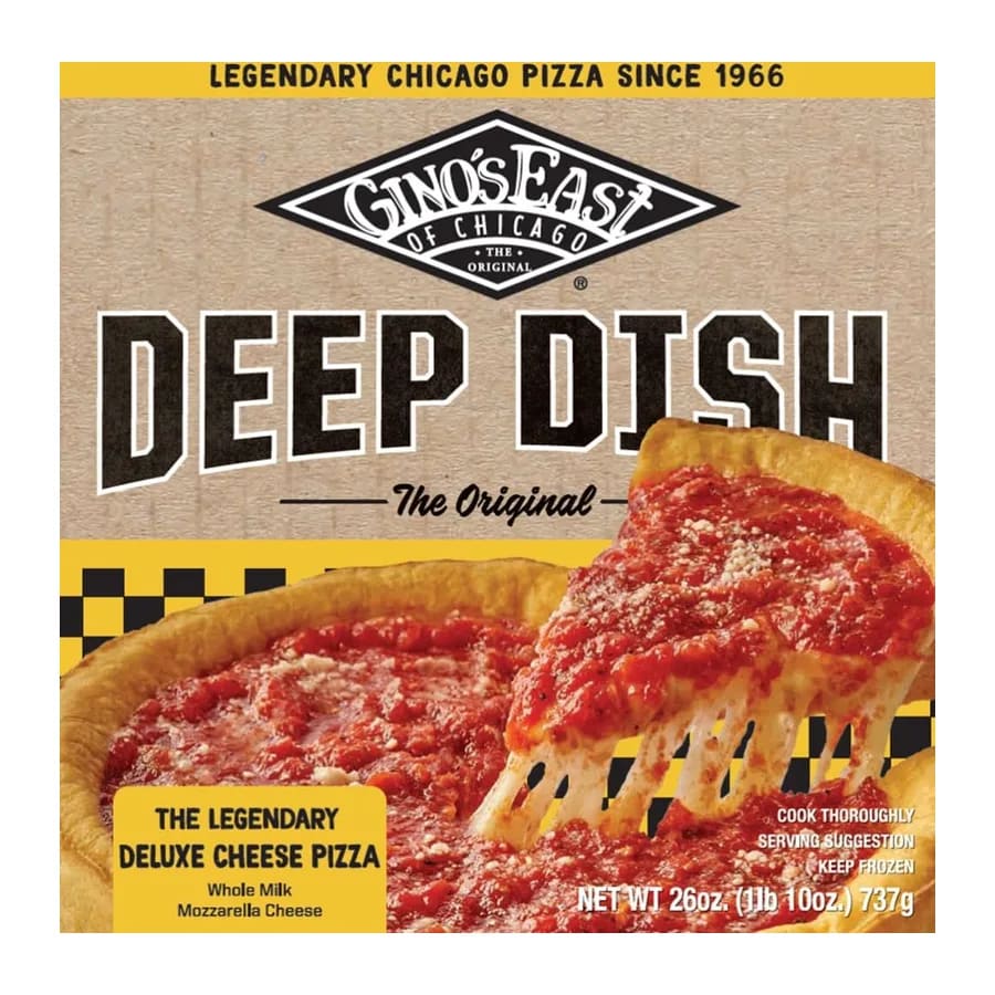Gino's East Deep dish cheese pizza, front of pack