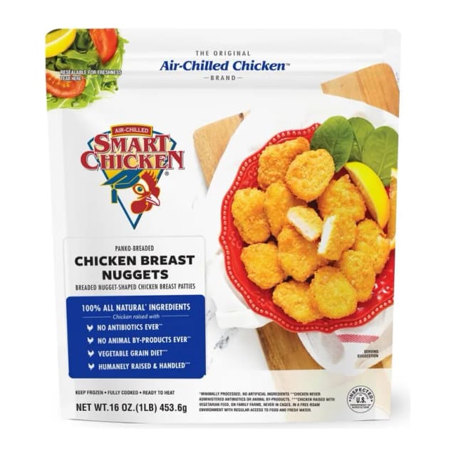 Smart Chicken Air chilled chicken nuggets, front of pack
