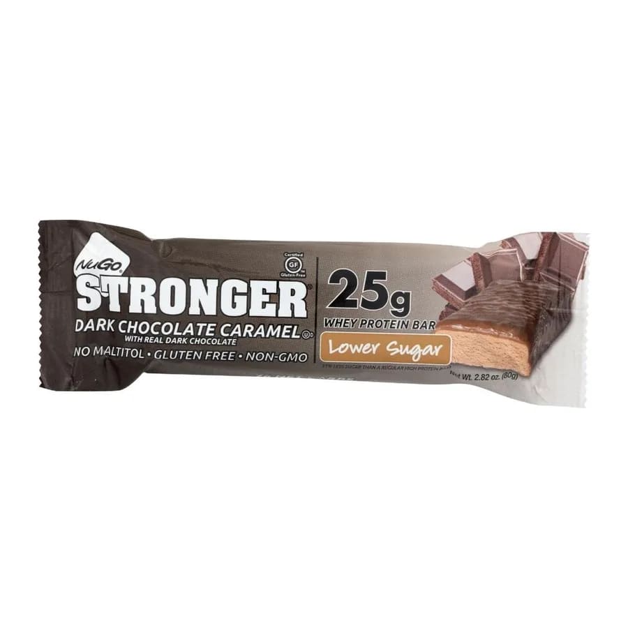 Nugo Stronger Protein Bar, Dark Chocolate and Caramel, front of pack