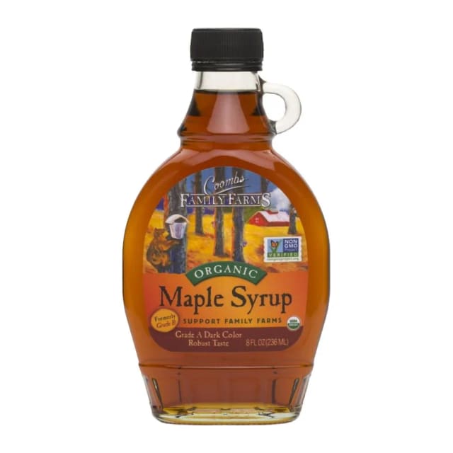 Coombs Family Farms Organic Maple Syrup Grade A Dark Color Robust Taste, front of pack