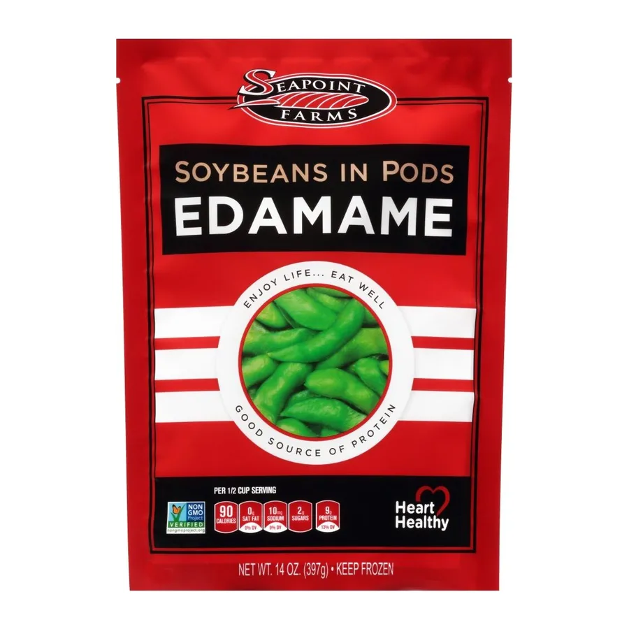 Seapoint Farms Edamame soybeans in pods, front of pack