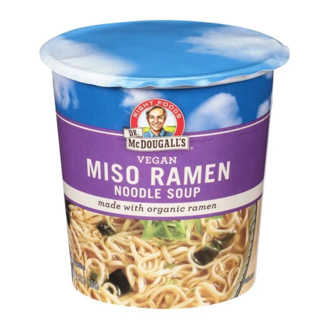 Dr. Mcdougall's Right Foods Noodle soup, miso ramen, front of pack