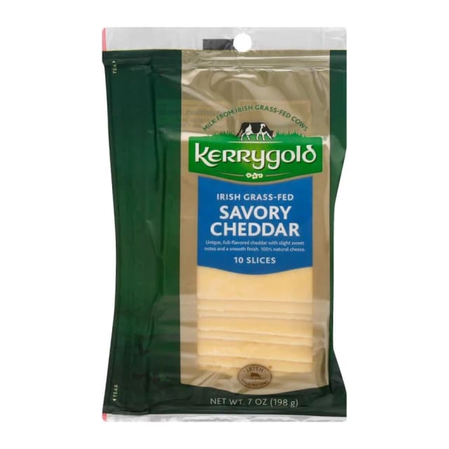 Kerrygold Savory cheddar cheese, front of pack