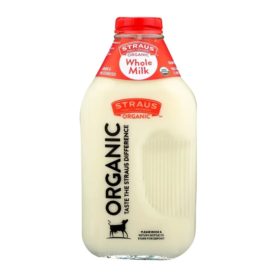 Straus Family Creamery Organic Whole Milk, front of pack