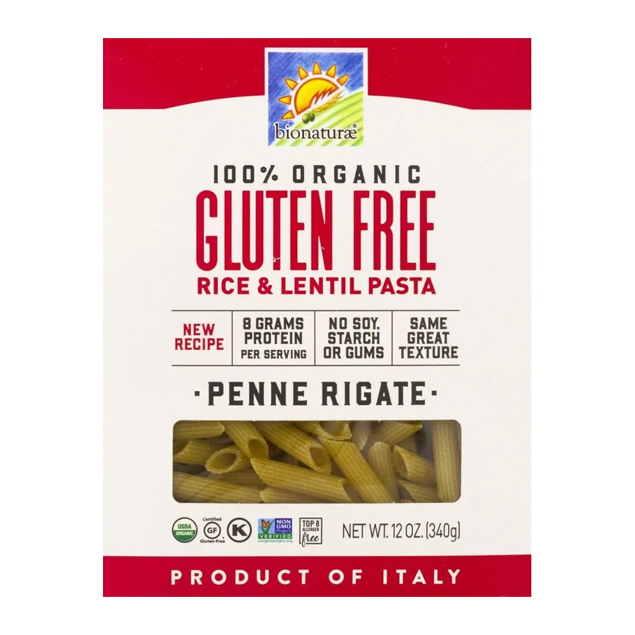 Bionaturae Penne Rigate, Lentil & Rice, Gluten Free, front of pack