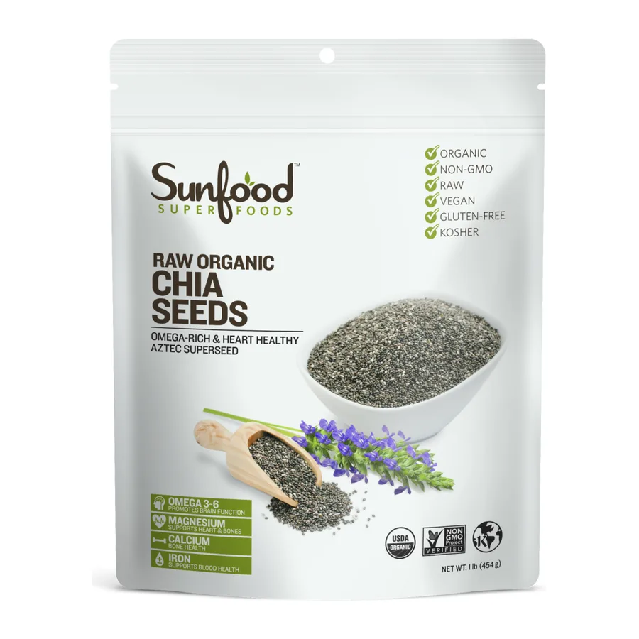 Sunfood Organic Chia Seeds, front of pack