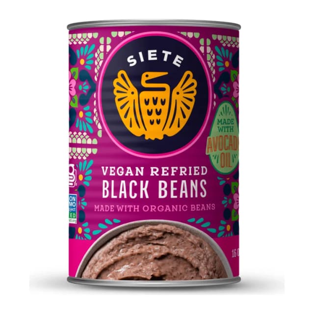 Siete Refried Black Beans, front of pack