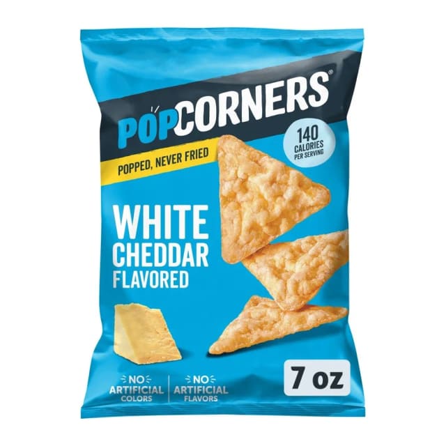 Popcorners White Cheddar the Crunchy and Wholesome Popped-Corn Snack, front of pack