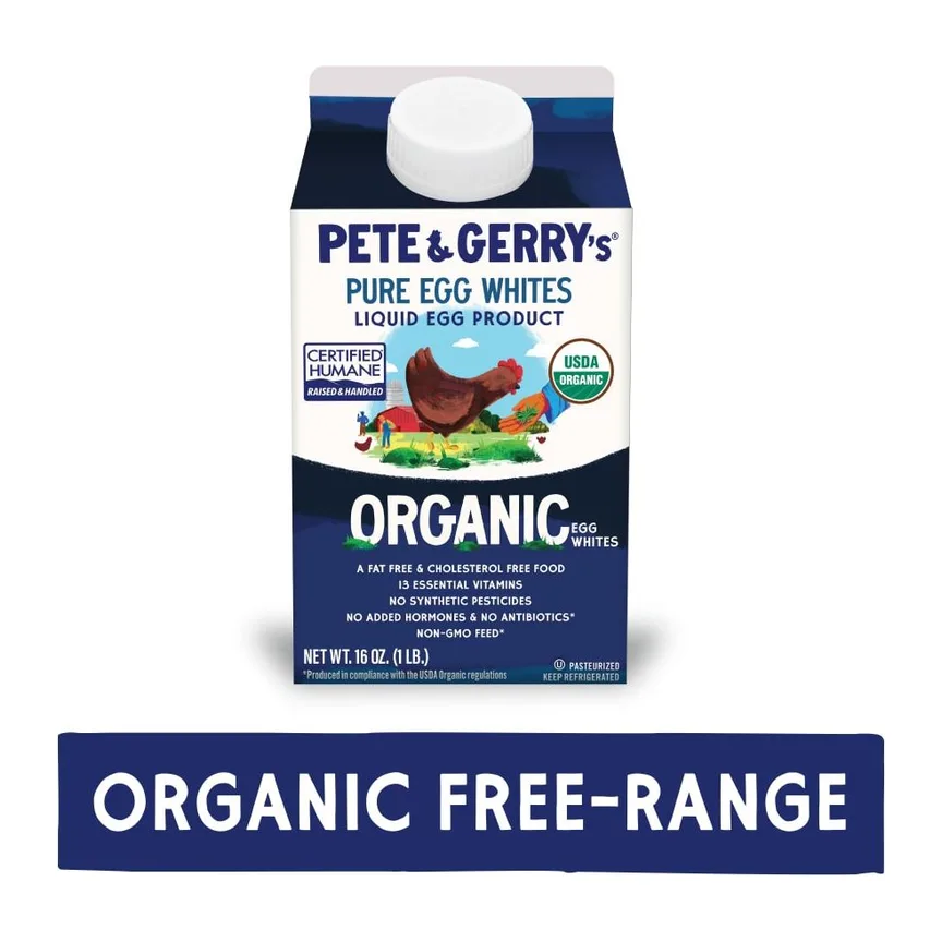 Pete and Gerry's Organic eggs, pure egg whites, front of pack