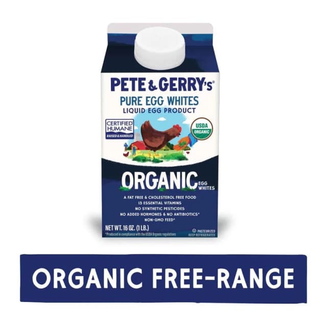 Pete and Gerry's Organic eggs, pure egg whites, front of pack
