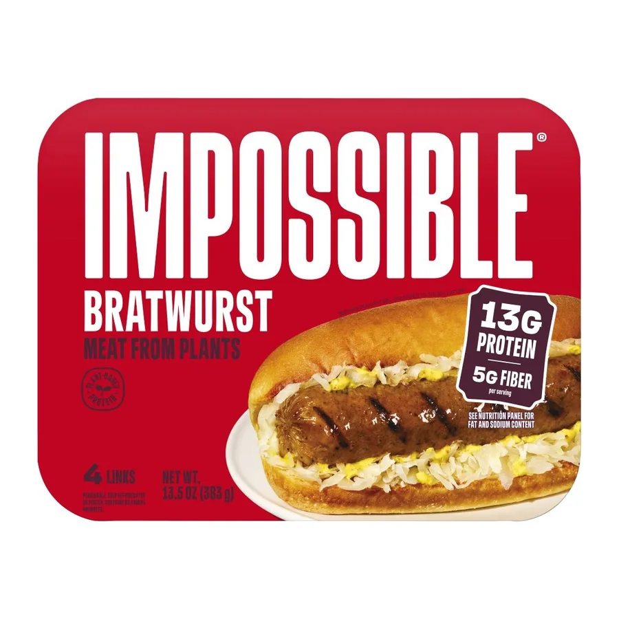 Impossible Bratwurst Sausage Made from Plants, front of pack