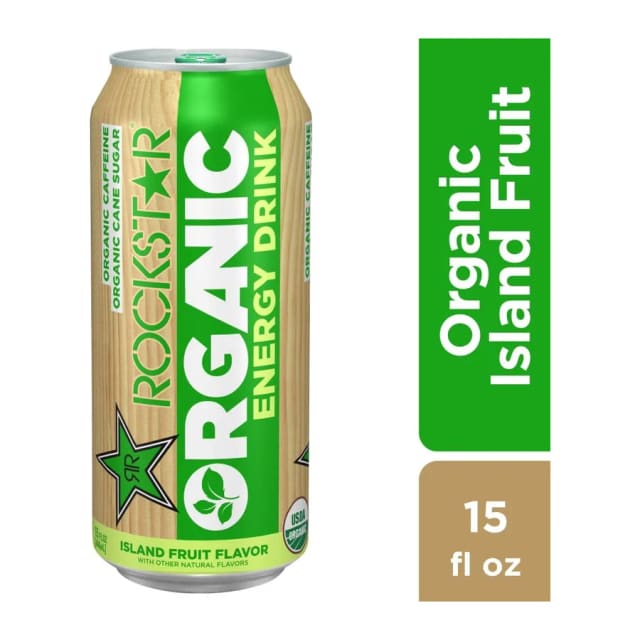 Rockstar Organic island fruit flavor, front of pack