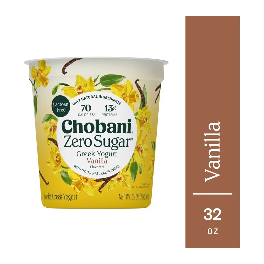 Chobani Zero Sugar Greek Yogurt (Vanilla) [ Tub], front of pack