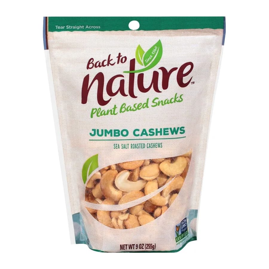 Back To Nature Jumbo Cashews, front of pack