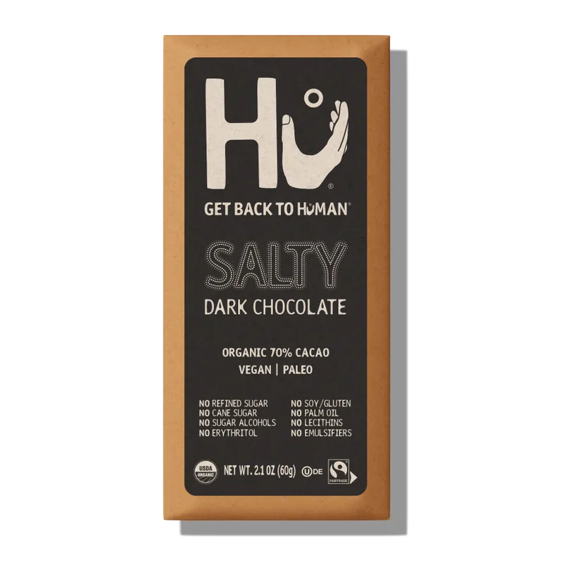 Hu Salty Dark Chocolate Bar, front of pack