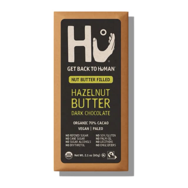 Hu Hazelnut Butter Dark Chocolate Bar, front of pack