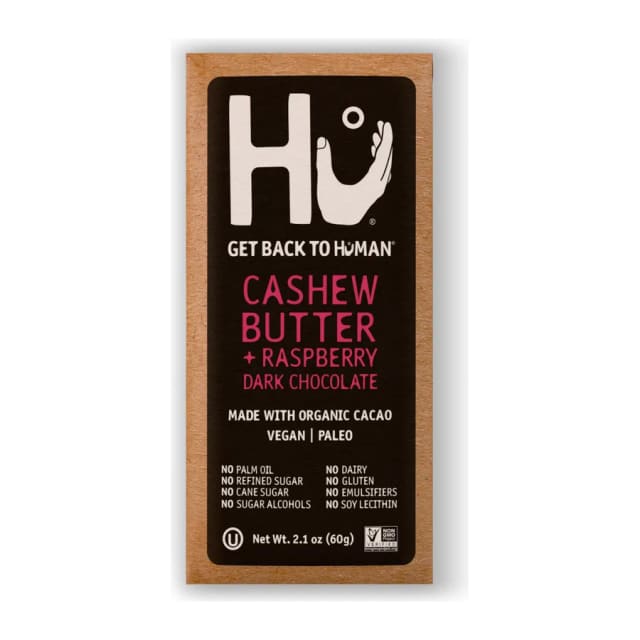 Hu Cashew Butter & Raspberry Dark Chocolate Bar, front of pack