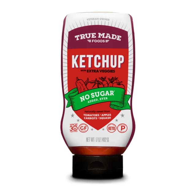 True Made Foods Veggie Ketchup No Sugar Added, Ever, front of pack