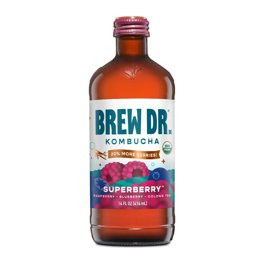 Brew Dr. Kombucha Superberry, front of pack