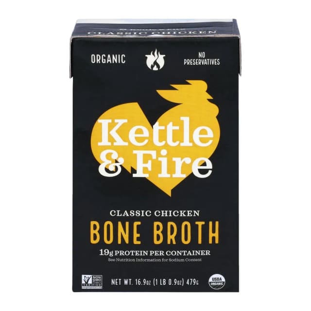 Kettle & Fire Organic Chicken Bone Broth, front of pack