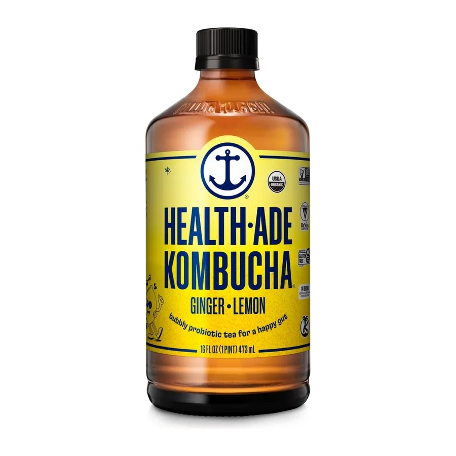 Health-Ade Organic Ginger-Lemon Kombucha, front of pack
