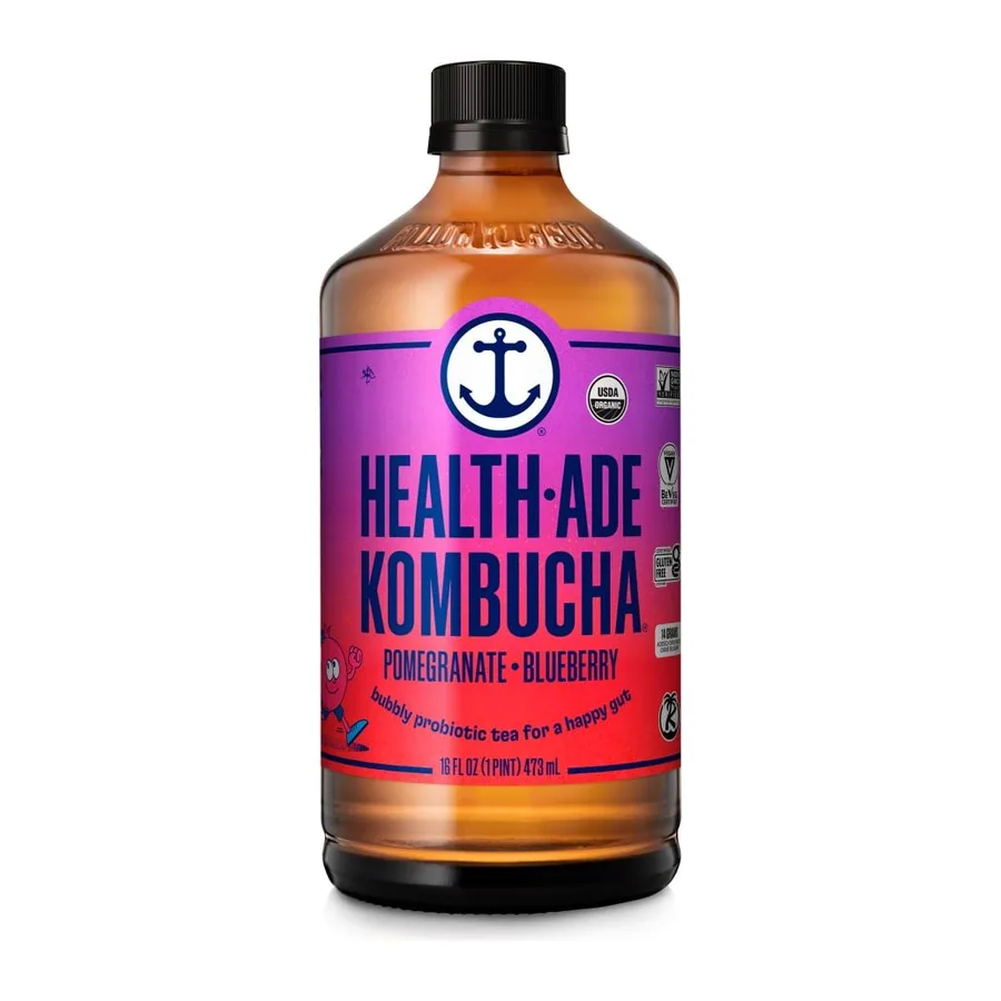 Health-Ade Kombucha Organic Pomegranate Blueberry Kombucha, front of pack