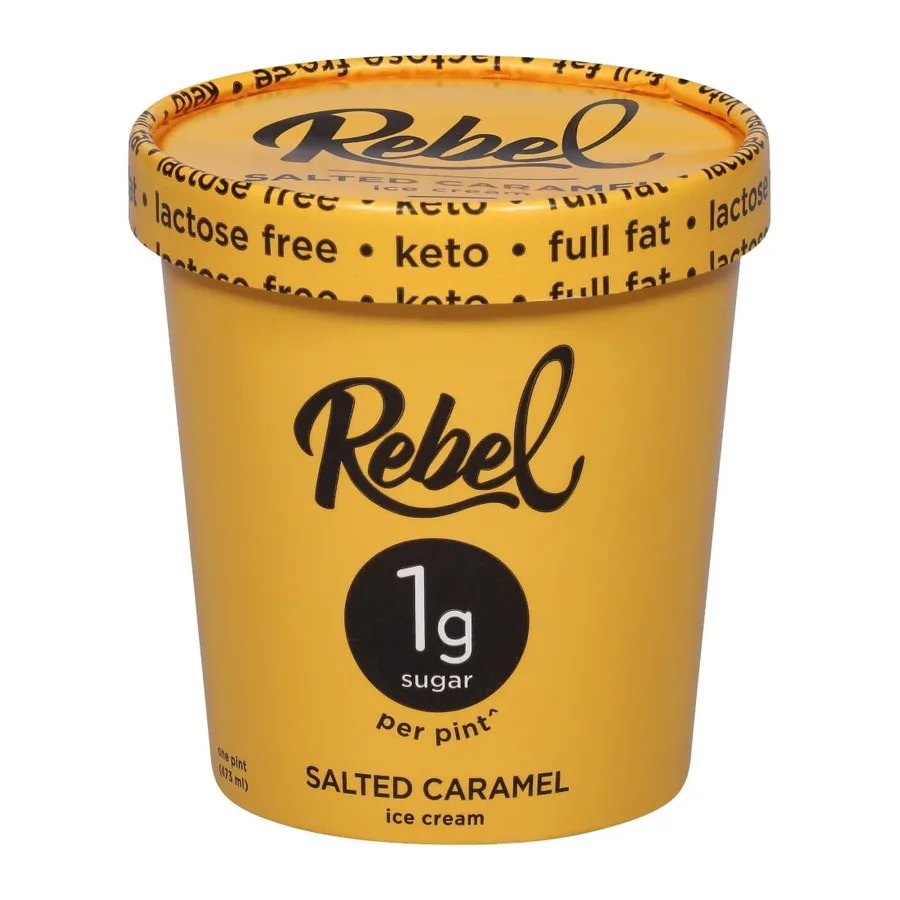 Rebel Salted caramel ice cream, front of pack