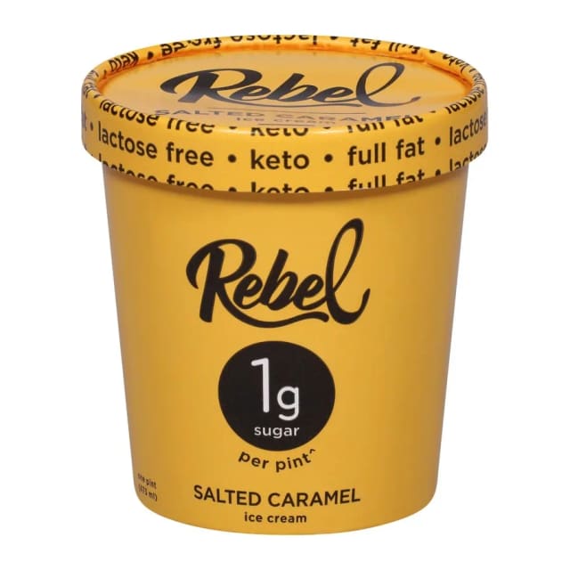 Rebel Salted caramel ice cream, front of pack