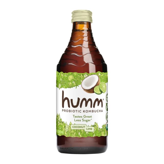 Humm Coconut Lime Kombucha, front of pack