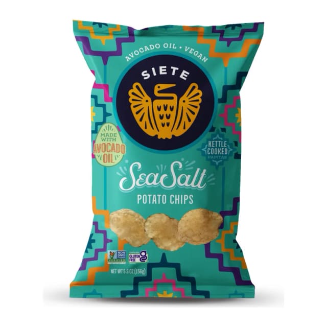 Siete Sea Salt Potato Chips, front of pack