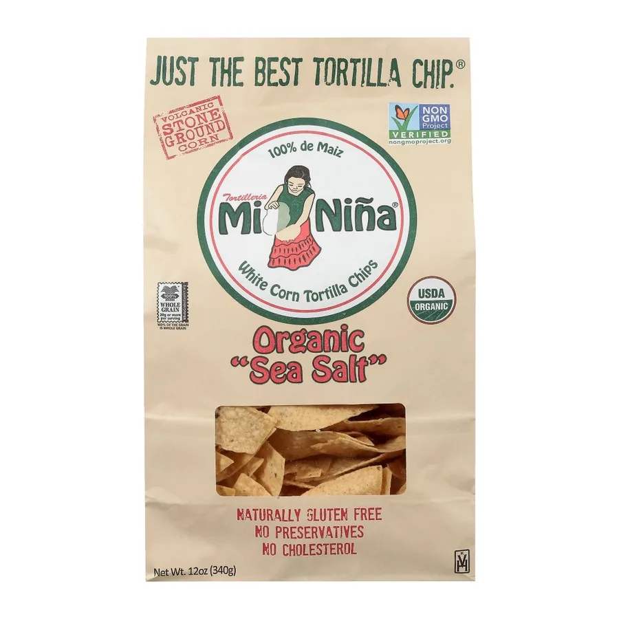 Mi Nina White Corn Tortilla Chips With Sea Salt, front of pack