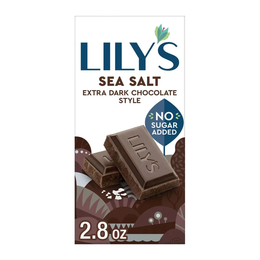 Lily's Sea Salt Dark Chocolate Sweetened With Stevia, front of pack