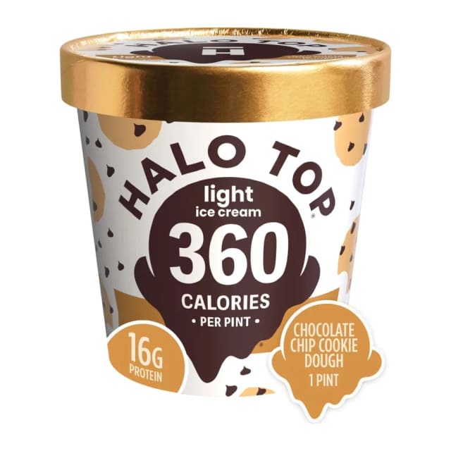 Halo Top Chocolate Chip Cookie Dough Light Ice Cream, front of pack