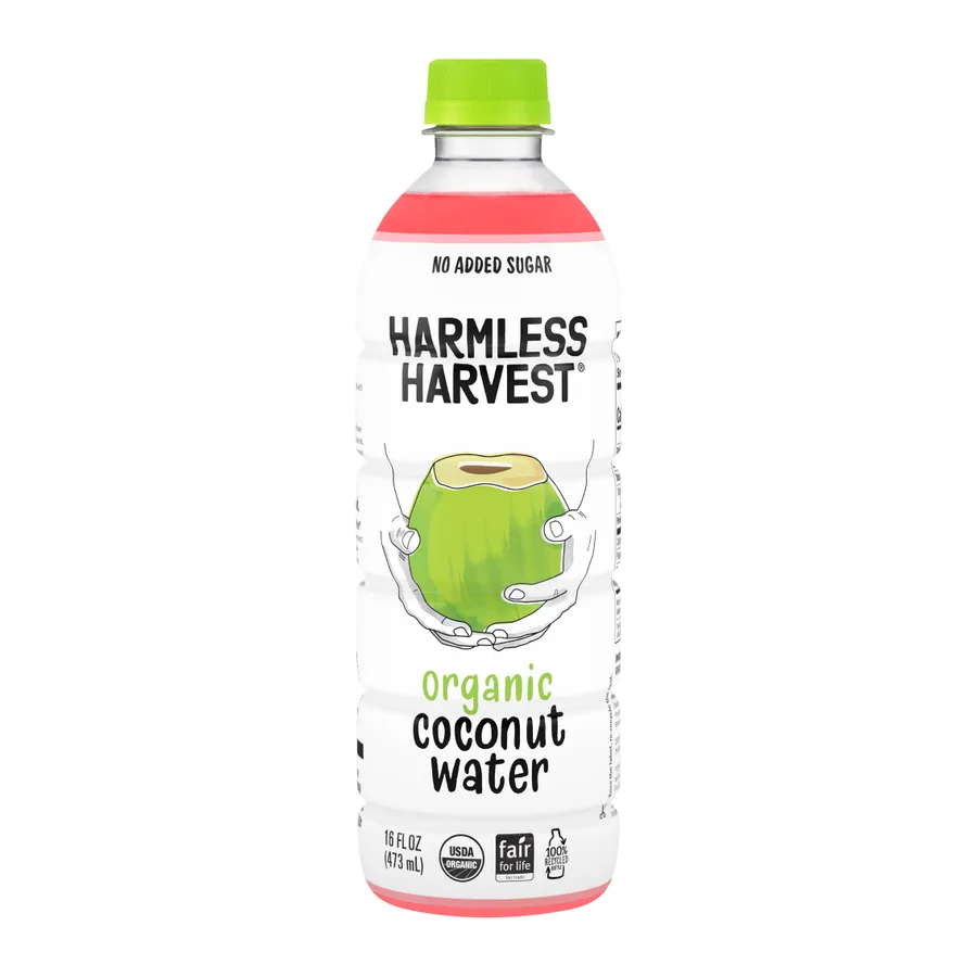 Harmless Harvest Coconut water, front of pack