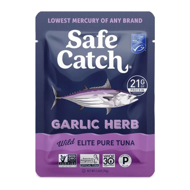 Safe Catch Garlic herb elite wild tuna, front of pack