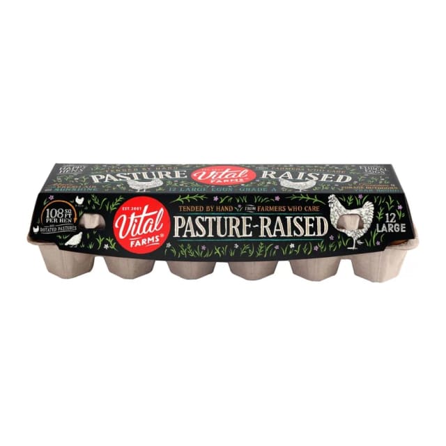 Vital Farms Pasture raised vital farms eggs, front of pack