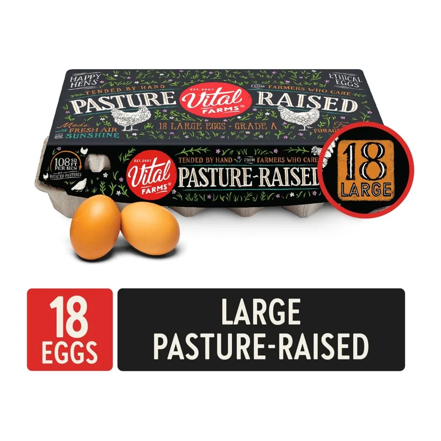 Vital Farms Pasture Raised Large Eggs, front of pack