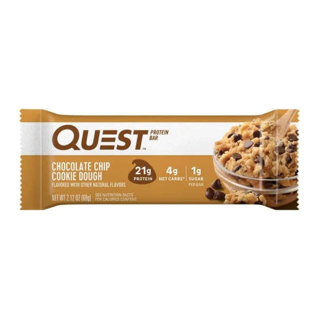 Quest Chocolate chip cookie dough protein bar, front of pack