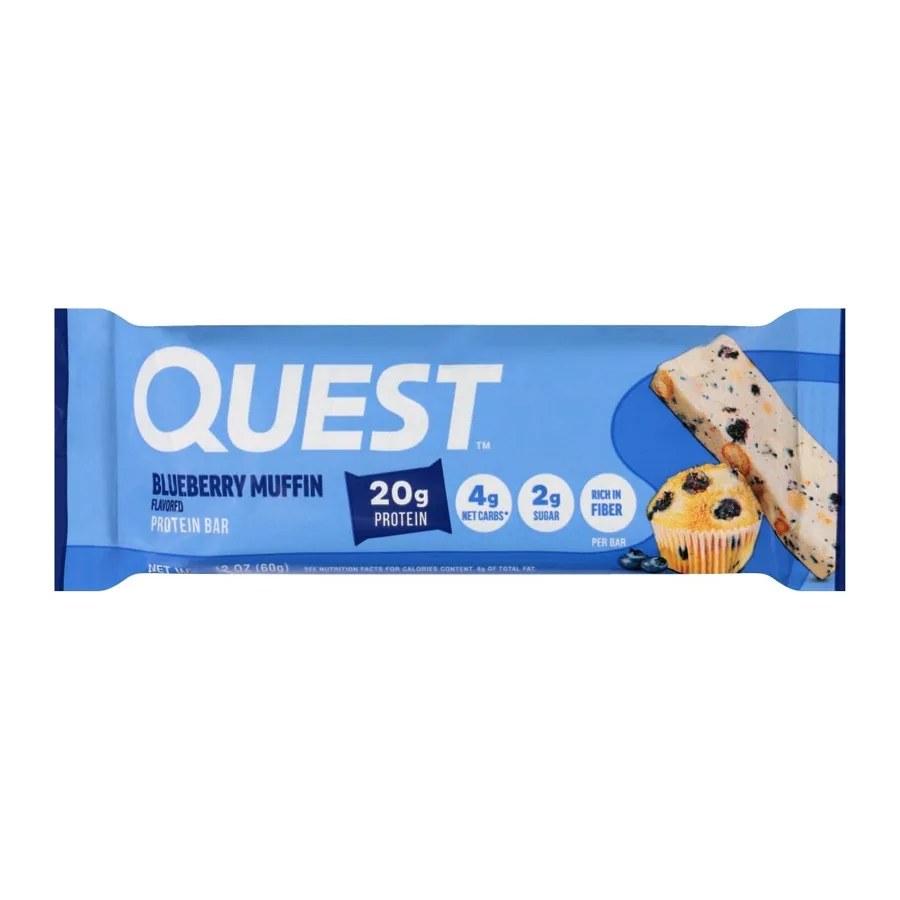 Quest Blueberry Muffin Protein Bar, front of pack